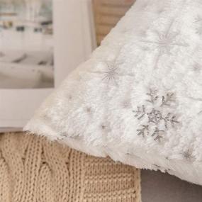 img 3 attached to 🎄 MIULEE Set of 2 Decorative Throw Pillow Covers: Soft Faux Fur with Silver Snowflake Glitter Print - Perfect for Christmas, Couch, Bed, and Girls Room - 18 X 18 Inch, Ivory