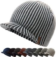 🧢 stay warm in style: zowya winter visor beanie hat for men & women - billed skully hat with thick knit and vintage contrast color логотип