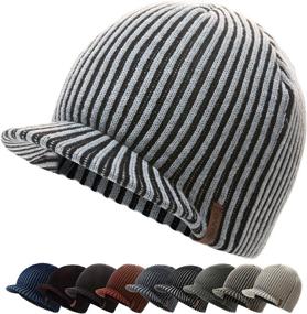 img 4 attached to 🧢 Stay Warm in Style: zowya Winter Visor Beanie Hat for Men & Women - Billed Skully Hat with Thick Knit and Vintage Contrast Color