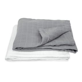 img 4 attached to 🌿 Organic Cotton Muslin Swaddle Blankets by green sprouts - Large, Easy Swaddling, Ultra Soft &amp; Gets Softer with Each Wash, Gray Set