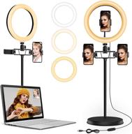 🌟 10.2 inch ring light with laptop stand, versatile toilet paper holder, 3 phone holder circle light with dimming for /tik tok/live streaming/makeup/youtube logo