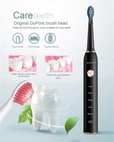 img 1 attached to 🦷 Advanced Teeth & Gums Care: Waterproof Electric Toothbrush with 38000VPM Sonic Frequency, Fast Charge, and Intelligent Time Reminder - 5 Modes, Dupont Brush Heads (Black)