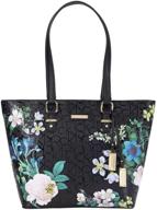 👜 calvin klein printed textured embossed tote in black multi - shopper, one size logo