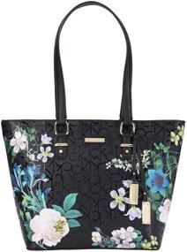 img 3 attached to 👜 Calvin Klein Printed Textured Embossed Tote in Black Multi - Shopper, One Size