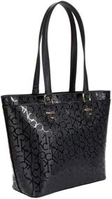 img 2 attached to 👜 Calvin Klein Printed Textured Embossed Tote in Black Multi - Shopper, One Size