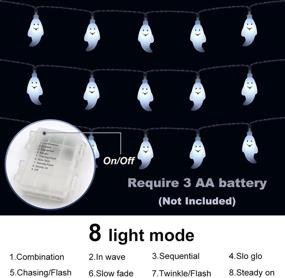 img 3 attached to 👻 Battery Operated Halloween String Lights - 10 Ft 20 LED Ghost Light String - Outdoor Indoor Decorations for Window Tree Patio Garden - Fairy String Light Decoration by WEHVKEI