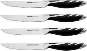 img 1 attached to 🔪 KONOLL 4-Piece Steak Knives Set - German High Carbon Steel Blades, Full Tang Handle, Half Serrated
