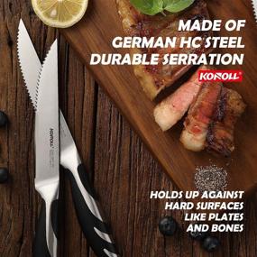 img 3 attached to 🔪 KONOLL 4-Piece Steak Knives Set - German High Carbon Steel Blades, Full Tang Handle, Half Serrated