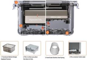 img 1 attached to 🥄 Tofu Press: Enhance Flavor & Texture, Effortlessly Remove Water, Dishwasher Safe with Water Collecting Tray, Middle Strainer & Top Lid, BPA Free (Grey)