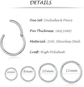 img 2 attached to 🔗 Tornito Stainless Steel Seamless Clicker Rings for Lip, Nose, Cartilage, and more!