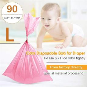 img 3 attached to 🗑️Отпадные пакеты PI Odor: прочные и непротекающие пакеты для подгузников для младенцев и взрослых, пищевого отхода и санитарных изделий - L-90 пакетов.