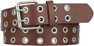 stylish black leather belts with double studded holes for women & men logo