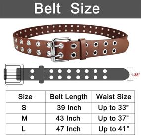 img 1 attached to Stylish Black Leather Belts with Double Studded Holes for Women & Men