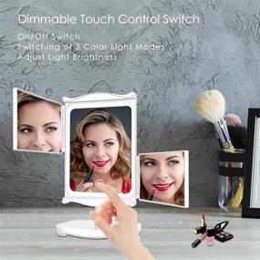 img 2 attached to 💄 Illuminate Your Beauty Routine: Aesfee Makeup Mirror Vanity Mirror with Lights and Multiple Magnification Options, Dimmable Touch Control, Dual Power Supply