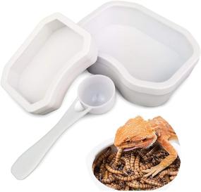 img 4 attached to 🦎 BINANO 3-Piece Reptile Water Bowls Set - Water Dish, Worm Feeder for Lizard, Turtle, Bearded Dragon, Leopard Gecko - Plastic Feeding Bowl
