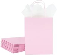 🎁 kolaxen 12-pack of extra thick pink gift bags with tissue paper – small size cardboard paper bags with handles for weddings, birthdays, goodie bags, party favors, and shopping logo