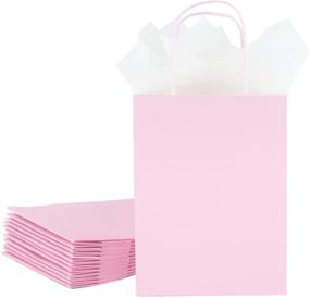 img 4 attached to 🎁 Kolaxen 12-Pack of Extra Thick Pink Gift Bags with Tissue Paper – Small Size Cardboard Paper Bags with Handles for Weddings, Birthdays, Goodie Bags, Party Favors, and Shopping