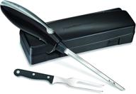 🔪 hamilton beach electric knife for meat and bread carving, crafting foam and more - storage case & serving fork included (black) logo