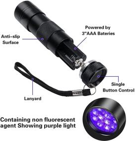 img 1 attached to 🔦 UV Flashlight 2 Pack - COSOOS 12 LED Handheld Blacklight Mini Light Torch Detector for Dog Pet Urine Stains, Bed Bugs, Scorpions - Batteries Not Included