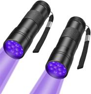 🔦 uv flashlight 2 pack - cosoos 12 led handheld blacklight mini light torch detector for dog pet urine stains, bed bugs, scorpions - batteries not included logo