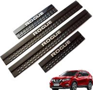 🚪 weigesi stainless steel door sills scuff plate for nissan rogue 2014-2020: enhance your vehicle's style with black accessories logo