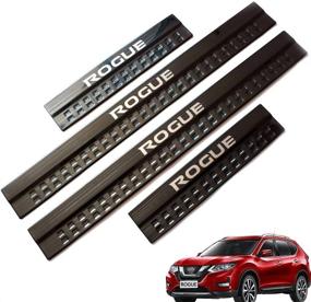 img 4 attached to 🚪 Weigesi Stainless Steel Door Sills Scuff Plate for Nissan Rogue 2014-2020: Enhance Your Vehicle's Style with Black Accessories