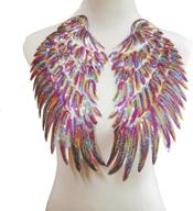 🌟 dazzle your style with 1 pair of tuba fashion angel wings sequins patches - diy iron-on embroidered patch motif applique for clothing; perfect xmas accessories (11x12 in) logo