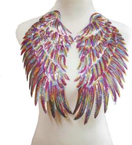 img 4 attached to 🌟 Dazzle Your Style with 1 Pair of Tuba Fashion Angel Wings Sequins Patches - DIY Iron-on Embroidered Patch Motif Applique for Clothing; Perfect Xmas Accessories (11X12 in)