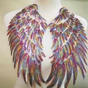 img 3 attached to 🌟 Dazzle Your Style with 1 Pair of Tuba Fashion Angel Wings Sequins Patches - DIY Iron-on Embroidered Patch Motif Applique for Clothing; Perfect Xmas Accessories (11X12 in)