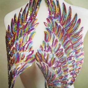 img 2 attached to 🌟 Dazzle Your Style with 1 Pair of Tuba Fashion Angel Wings Sequins Patches - DIY Iron-on Embroidered Patch Motif Applique for Clothing; Perfect Xmas Accessories (11X12 in)