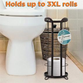 img 3 attached to Brookstone Freestanding Toilet Paper Holder - Stylish Bronze Tissue Organizer, Holds 3 Extra Large Rolls