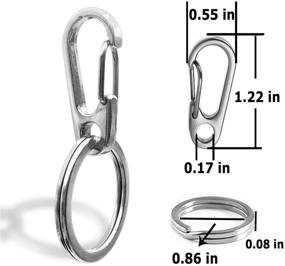 img 3 attached to 🔑 Pack of 20 SF Carabiners and Key Rings Set - Spring Backpack Clasp Snap Hook with Flat Split Key Chains in Black, Gray, and Silver