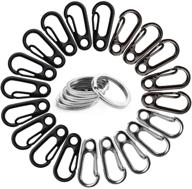 🔑 pack of 20 sf carabiners and key rings set - spring backpack clasp snap hook with flat split key chains in black, gray, and silver логотип