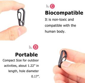 img 1 attached to 🔑 Pack of 20 SF Carabiners and Key Rings Set - Spring Backpack Clasp Snap Hook with Flat Split Key Chains in Black, Gray, and Silver