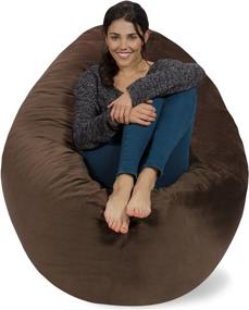 img 4 attached to Ultimate Comfort Unleashed: Chill Sack Giant Memory Foam Bean Bag Chair Pillow – Luxurious Brown Pebble Sofa with Soft Micro Fiber Cover