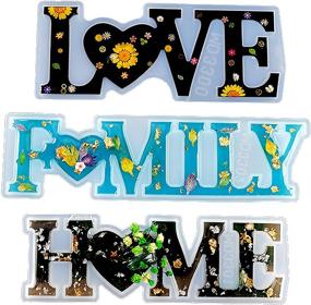 img 4 attached to 🏠 3 Pack Resin Word Mold by Cedilis - Unique Design Love Home Family Sign Molds, Exquisite Crystal Cast Resin Molds for DIY Table Decoration, Home Decor, Wall Art & Hanging