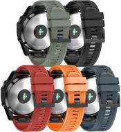 🌈 ancool soft silicone watch strap replacement for fenix 5/fenix 5 plus/forerunner 935/approach s60/quatix 5 - pack of 5 - easy fit 22mm width - compatible with fenix 5 band logo