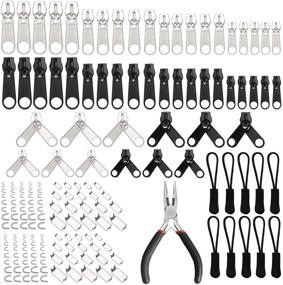 img 4 attached to 👝 EuTengHao 183Pcs Zipper Repair Kit: Zipper Replacement, Zipper Pull Rescue, and Extension Pulls for Clothing, Jackets, Purses, Luggage, Backpacks - Silver and Black Set