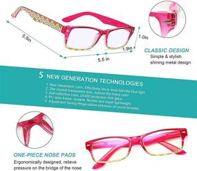 img 3 attached to EYEURL 3 Pack Stylish Square Blue Light Blocking Reading Glasses for Women with Spring Hinge - Computer Readers