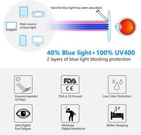 img 3 attached to Livho LI1804: Стильные игровые очки для компьютера 👓 с блокировкой синего света, антибликовым УФ-фильтром - золото