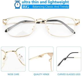 img 1 attached to Livho LI1804: Стильные игровые очки для компьютера 👓 с блокировкой синего света, антибликовым УФ-фильтром - золото
