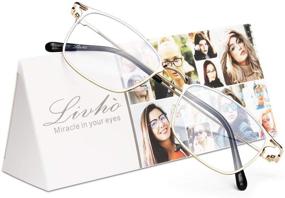 img 4 attached to Livho LI1804: Стильные игровые очки для компьютера 👓 с блокировкой синего света, антибликовым УФ-фильтром - золото