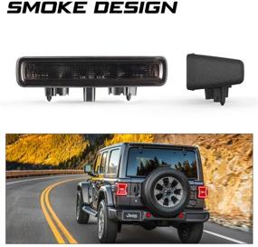 img 2 attached to 🚦 KIWI MASTER LED 3rd Brake Light for 2018-2021 Jeep Wrangler JL: Enhance Your Ride with High Mount Stop Light (Black Housing, Smoke Lens)