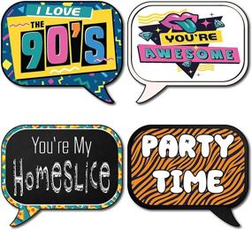img 1 attached to 📸 Throwback 90s Party Theme Photo Booth Props - 41 Pieces with Wooden Sticks, Strike a Pose Sign | Outside The Booth