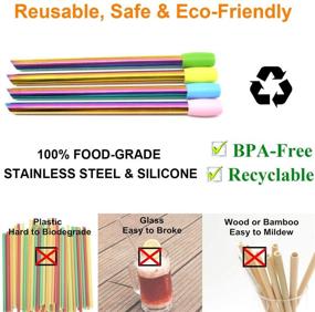 img 3 attached to Rainbow Metal Straws 4 Pack with Carry Case Bag and Silicone Tips - Reusable Boba Smoothie Straw, Wide Thick Fat Angled Tip Straw for Milkshake, Jumbo Bubble Tea Straws with Brush - 12mm (0.5in)