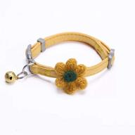 babique handmade cat collars with six petals flowers charms - yellow, adjustable for girl cats, with bells - perfect kitten collar, dog/cat collar logo