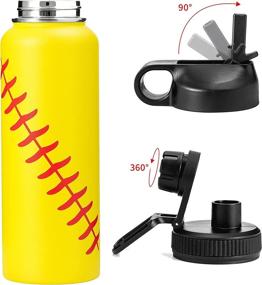 img 2 attached to 🥤 Insulated Stainless Steel 40oz Water Bottle with Straw - Ideal for Camping, Hiking, Gym, Softball