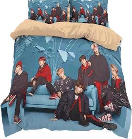 img 1 attached to 🎵 KPOP Comforter Quilt Cover Set: JUNG KOOK 2 or 3-Piece Bedding Bag Set with Jimin and SUGA Pillow Case