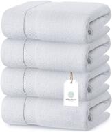 🛀 set of 4 large 27x54 inch luxury white bath towels - 700 gsm circlet egyptian cotton, highly absorbent hotel bathroom towel logo