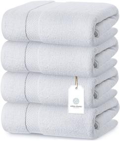 img 4 attached to 🛀 Set of 4 Large 27x54 Inch Luxury White Bath Towels - 700 GSM Circlet Egyptian Cotton, Highly Absorbent Hotel Bathroom Towel